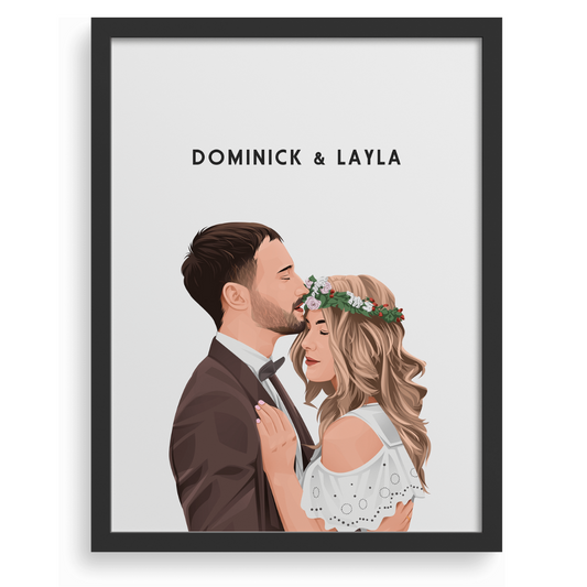 Custom Illustrated Wedding & Anniversary Portrait