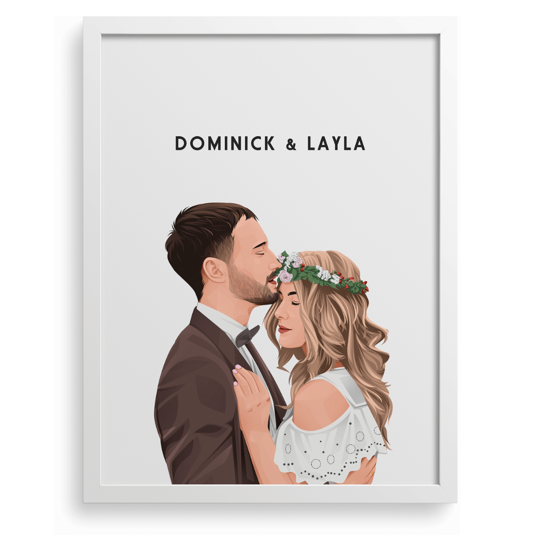 Custom Illustrated Wedding & Anniversary Portrait