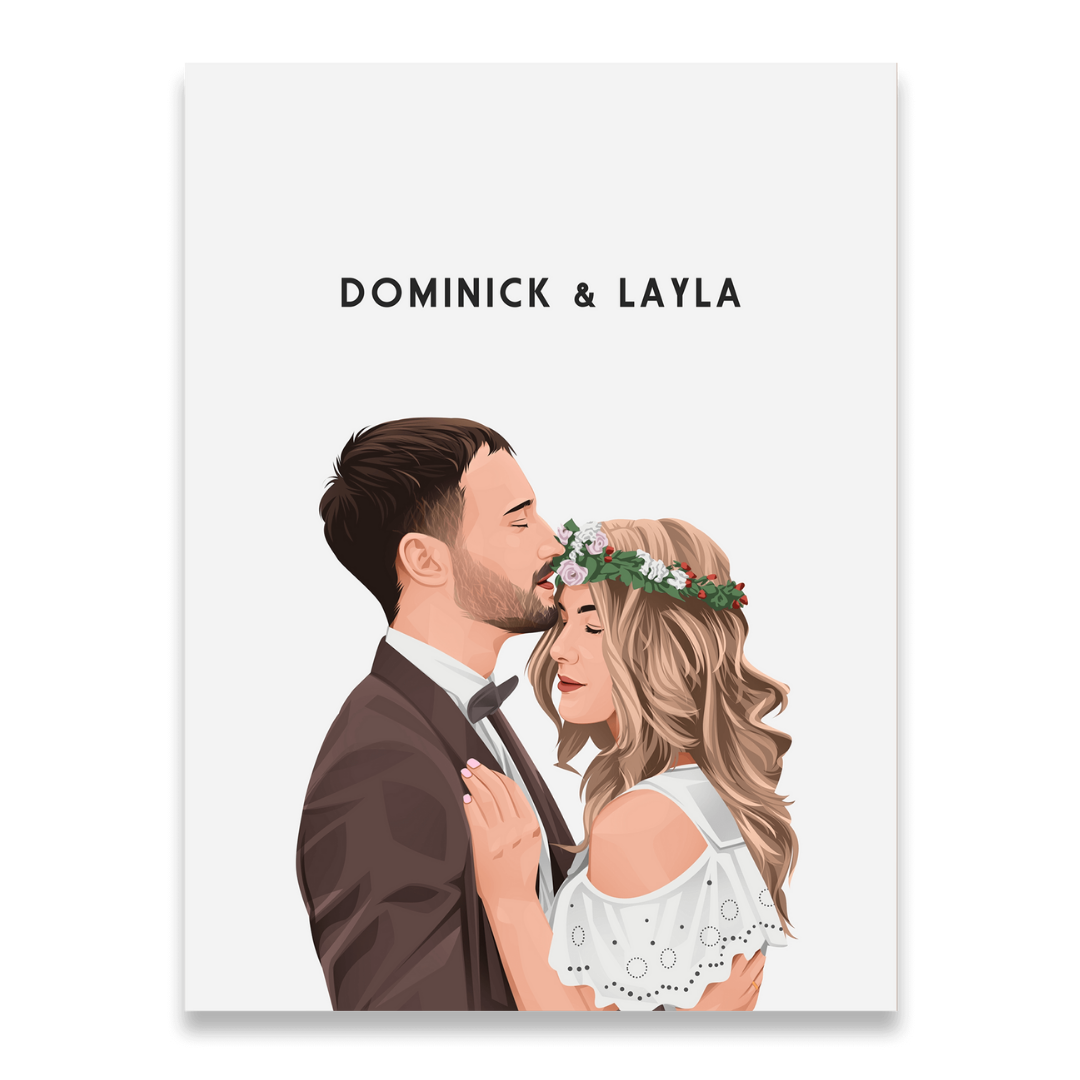 Custom Illustrated Wedding & Anniversary Portrait